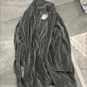 Restoration Hardware Plush Robe Jacket in Charcoal Gray